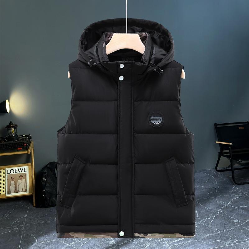 

Tooling cotton vest men s autumn and winter fattening plus size vest sleeveless casual trend warm vest thickened jacket M (85-50 kg) чорний