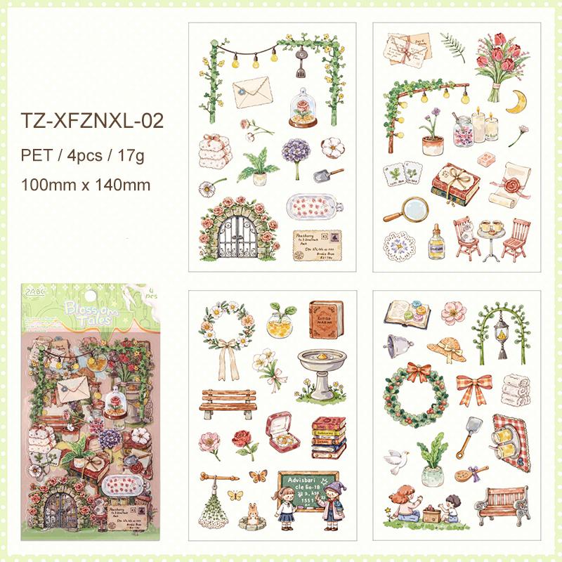 JIANWU Guide To Happiness Series Vintage Plant Flower Picnic Landscape Material Collage PET Sticker Creative Journal Stationery