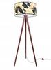 Stehlampe Dreibein Lampenschirm Goldene Blumen LED
