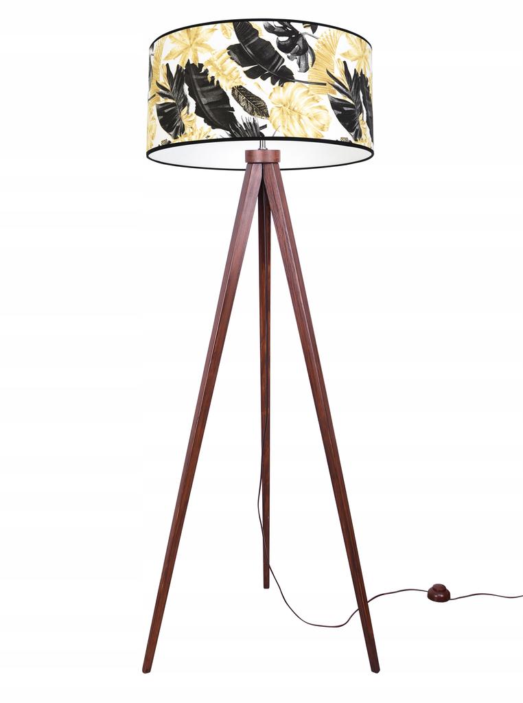 Floor Lamp Tripod Lampshade Golden Flowers Led