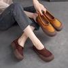 Herbst neue Retro Leder Dicksohlen Damen Schuhe Ein-Pedal Casual Lazy Einzel Schuhe Weichsohlen Erstschicht Rindsleder Mutter Schuhe