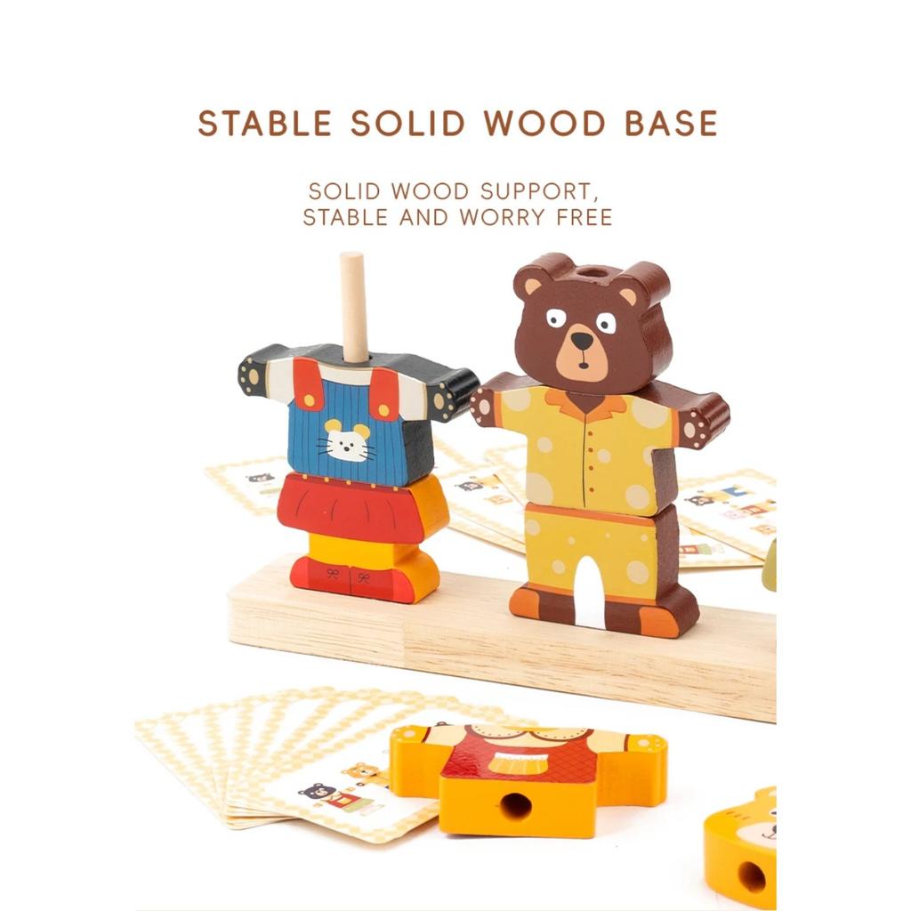 Kleiner Bär Kleider wechseln Kinder Frühpädagogisches Holz-Puzzle Anziehspiel Baby Puzzle Spielzeug für Kinder Geschenk