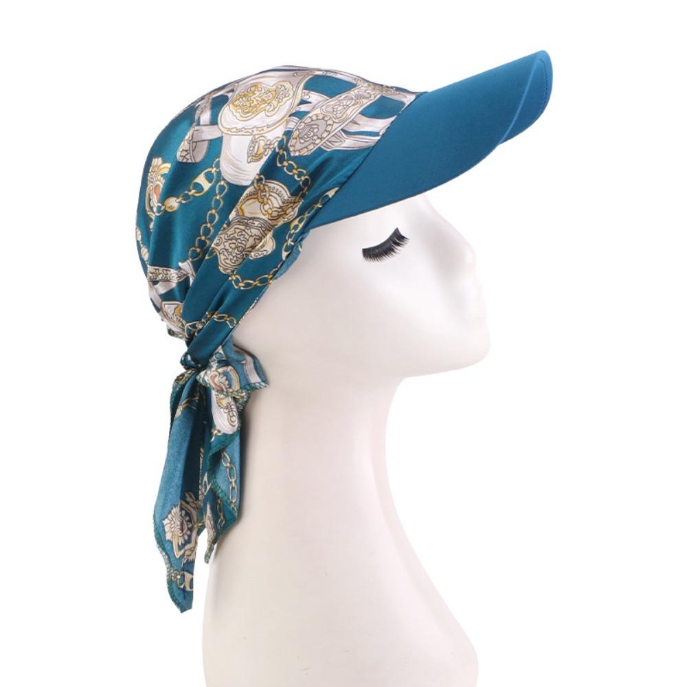 Breathable Women Printed Satin Headscarf Hat Summer Baseball Cap Outdoor Sun Hat  For Men Women