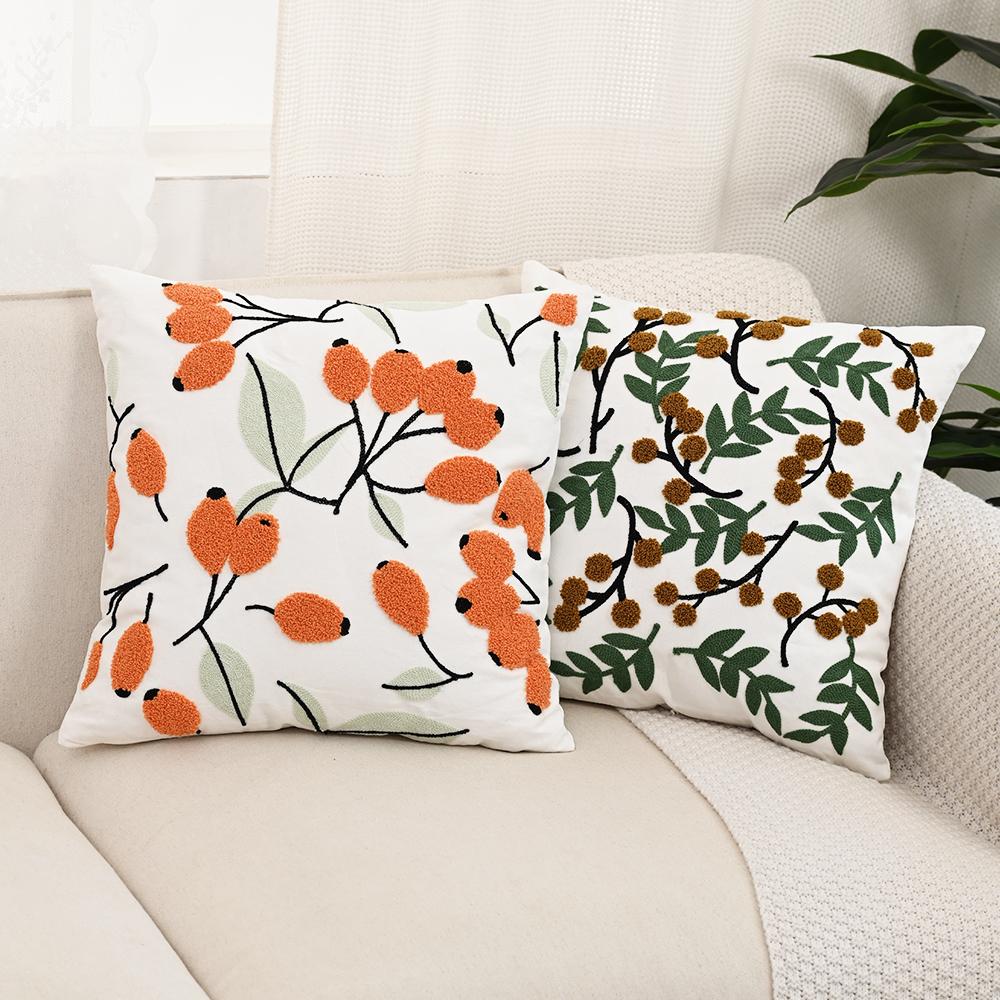 Buynow Floral Embroidered Pillowcase45X45Cm Vintage Pastoral Living Room Sofa Cushion Cover Home Bedroom Decor Cojines Para Sala