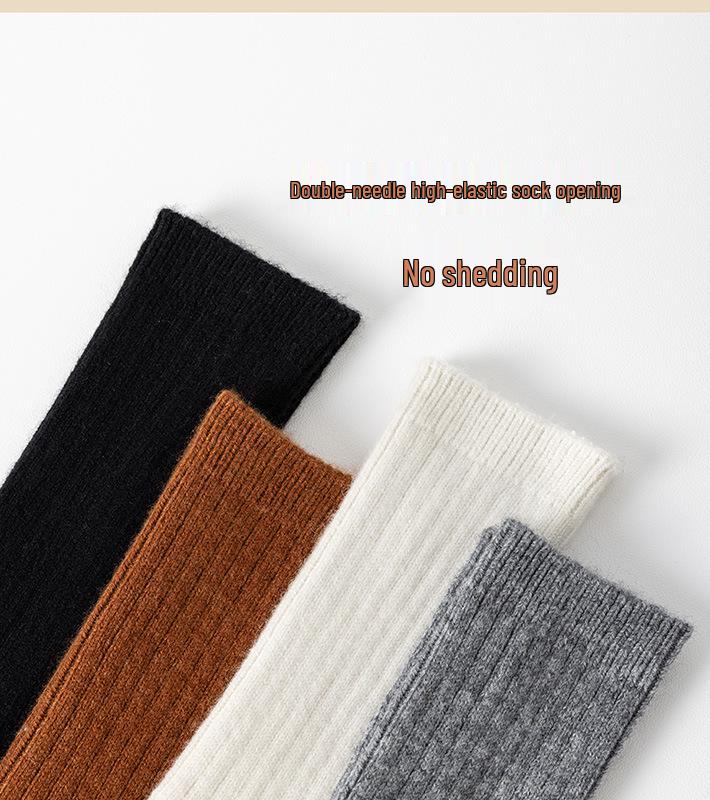Calcetines de Calor Merino-Cachemira de Media Caña para Hombre y Mujer, Cálidos Doble Aguja, Estilo Casual