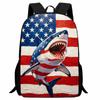 Printed Big Mouth Shark Underwater World Schoolbag, Primary School Student Tiger Eagle Cartoon Backpack