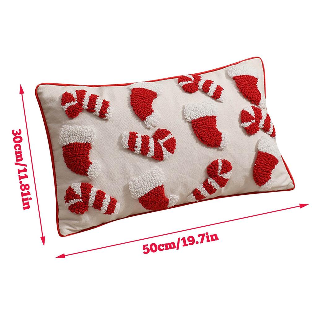 Christmas Theme Printing Tufted Pillow Cover Three-dimensional Pillow Cover Pillow Cushion, Christmas Home Decorations Pillow