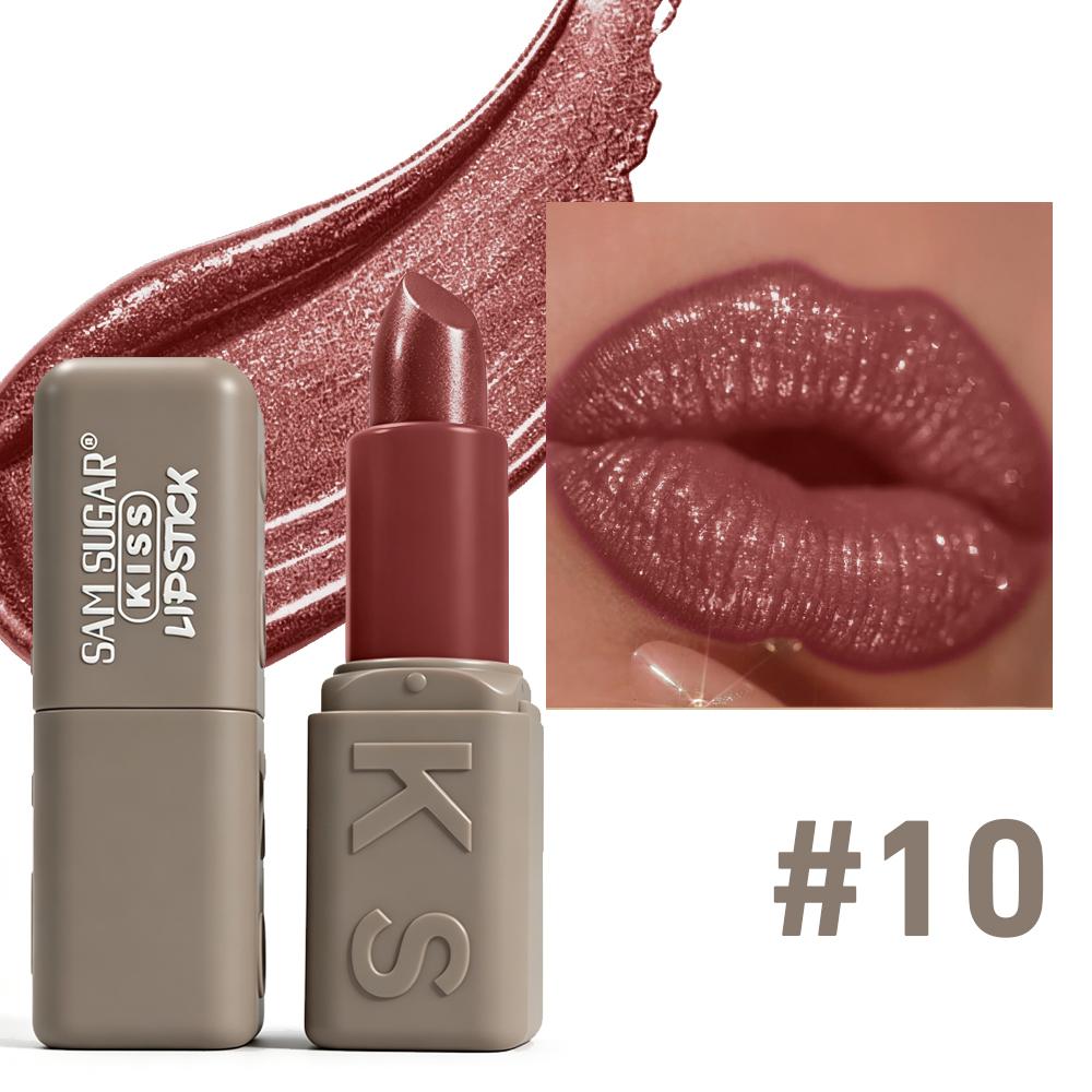 Kiss Lipstick Metallic Shine Glitter Lipstick Moisturizing Smooth Velvet High Pigment Non Grainy Comfortable Lip Makeup for Women