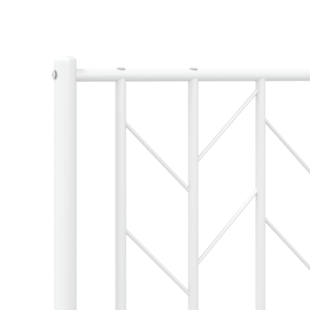 Metal Bed Frame with Headboard and Footboard White 183 x 213 cm