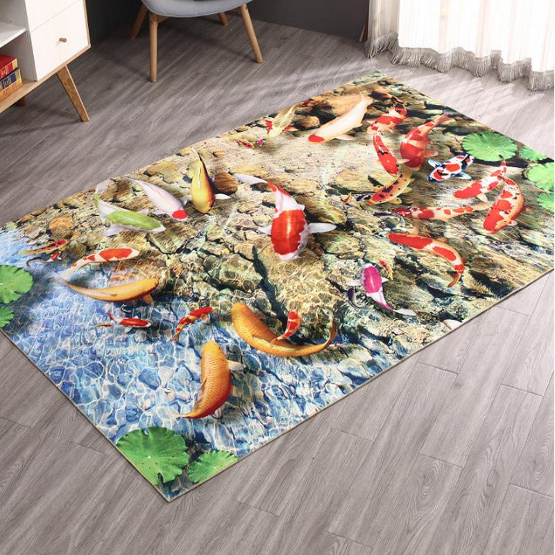 3D Beach Bedroom Bedside Mat Sea Print Rug Kitchen Super Absorbent Bathroom Rug Summer Decoration Mat