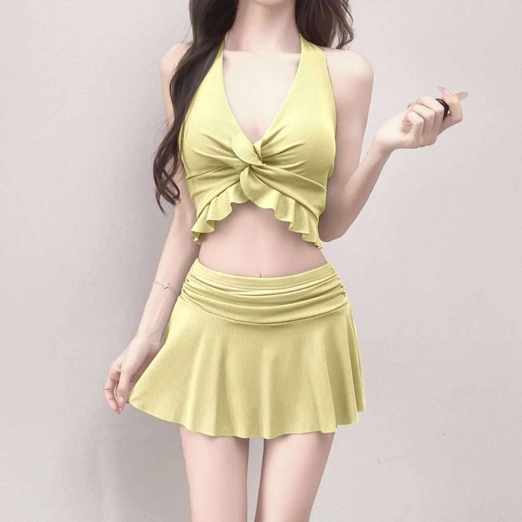 French Spicy Women's Vacation-Style Long Sleeve Bikini & Cover-Up Set