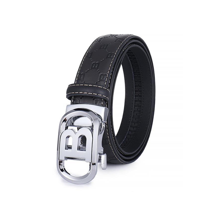 Men'S Cowhide Belt Automatic Buckle Leather Belt Middle-Aged And Young Business