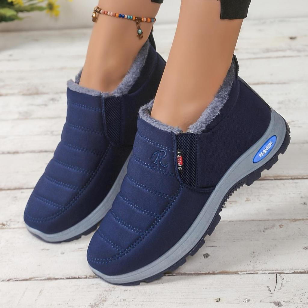 Women's Solid Color Fluffy Boots, Thick Soled Soft Soled Winter Warm Lining Boots, Non Slip Warm Short Boots