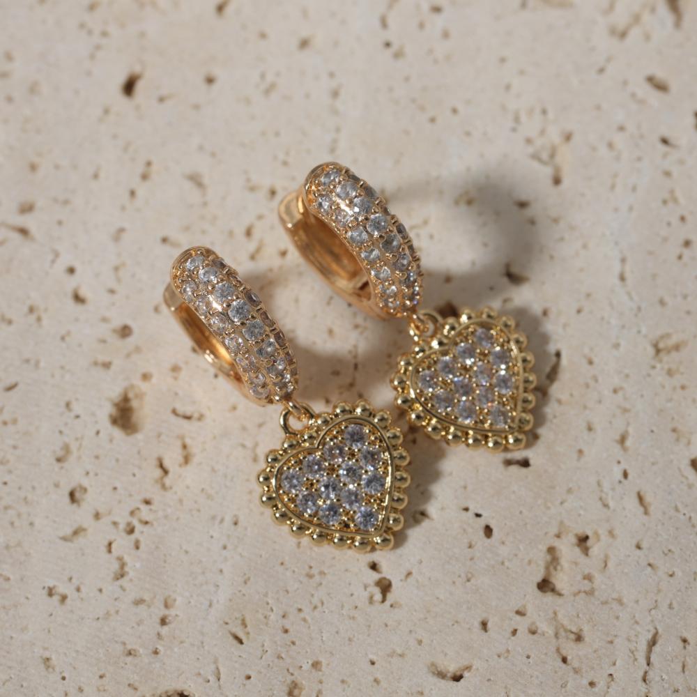 1 Pair Fashion Heart Shape Dangle Earrings for Women Zirconia Earring Jewelry Wedding Party Accessories