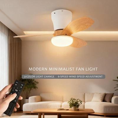 3 Light Colors 6 Speed Adjustable Ceiling Fan Light Living Room Kitchen Balcony Fan Lamp Modern LED Lighting Fan