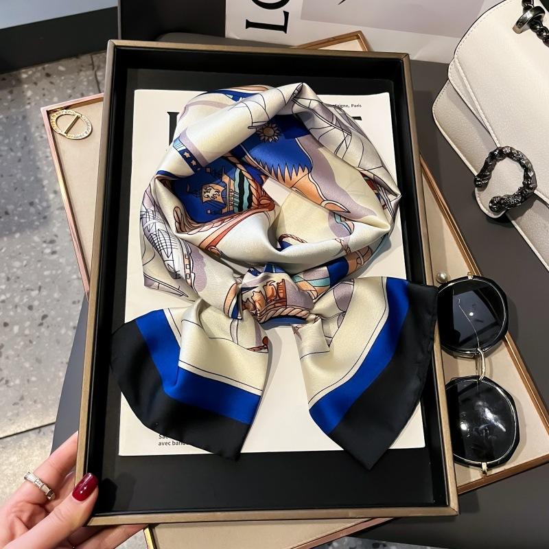 Satin high-end tied hair long silk scarf headband elegant and simple versatile hair band headband streamer hair accessories women's tied bag