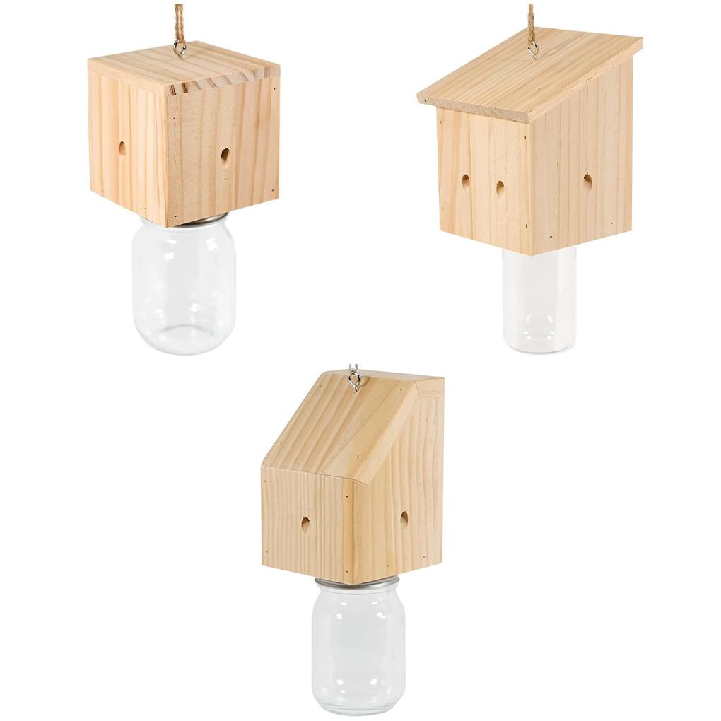 Nature Style Carpenter Bee Trap For Outdoor Hanging With Detachable Safes Hanging Carpenter Wooden