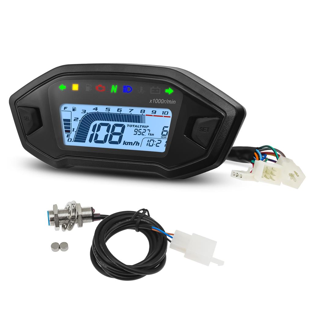 AD Motorcycle Instrument + Sensor Tachometer 10000 RPM Meter Dashboard Odometer KMH Speedometer With Alarm For KAWASAKI