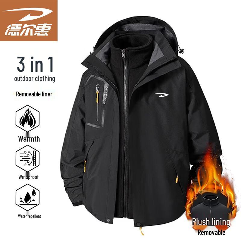 Deerway Men s 3-in-1 Windproof Waterproof Outdoor Hiking Jacket L
