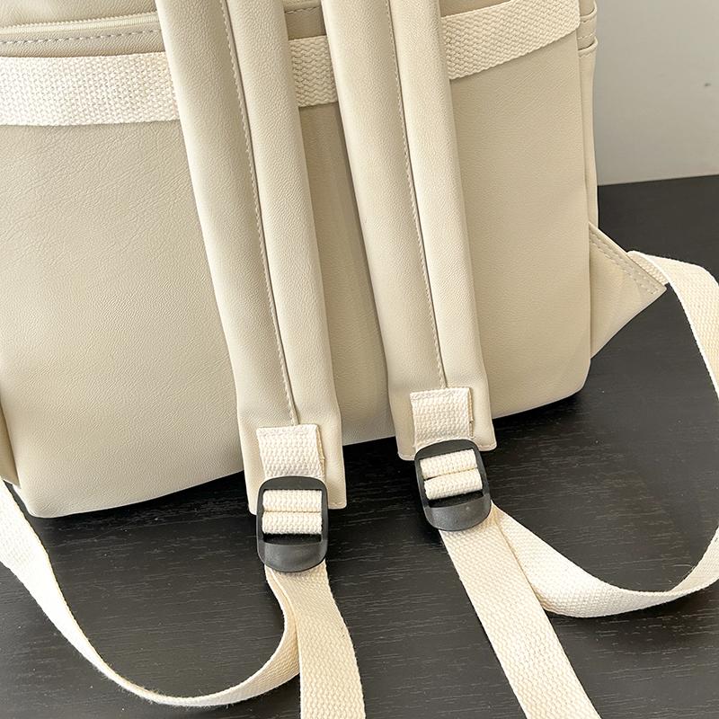 Minimalist Faux Leather Backpack Casual Daily Use Backpack for Women Simple Design Ideal for School Commute Travel and Everyday Outings No Pendant