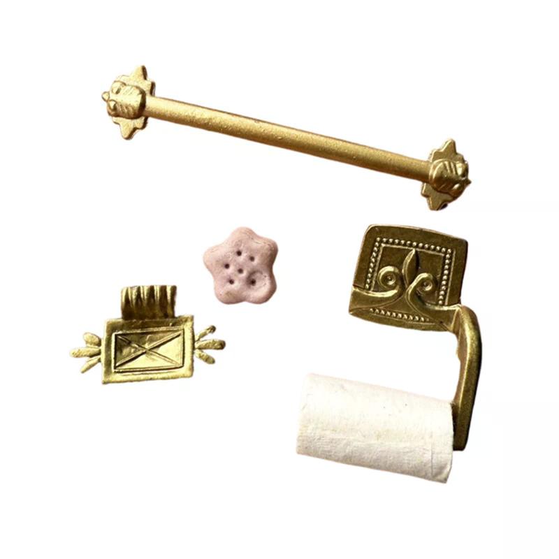Decor Paper 1:12 Dollhouse Simulation Towel Rack Soap Rack Towel Rack Set Model Doll Home Miniature Bathroom Toys