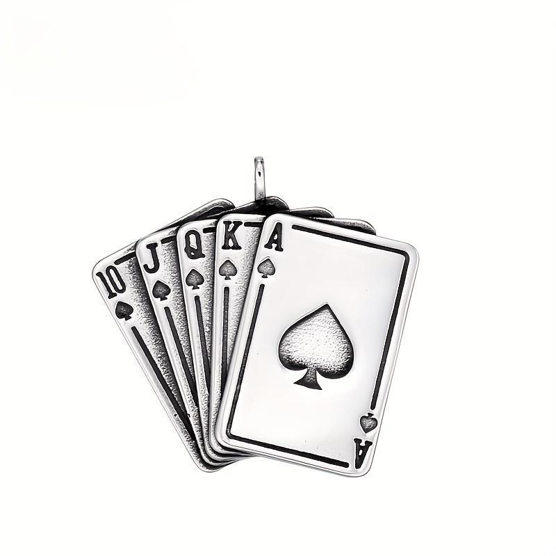 Spades K Colier pentru bărbați Ton Poker Skull pandantiv pentru bărbați Casino Fortune Playing Card