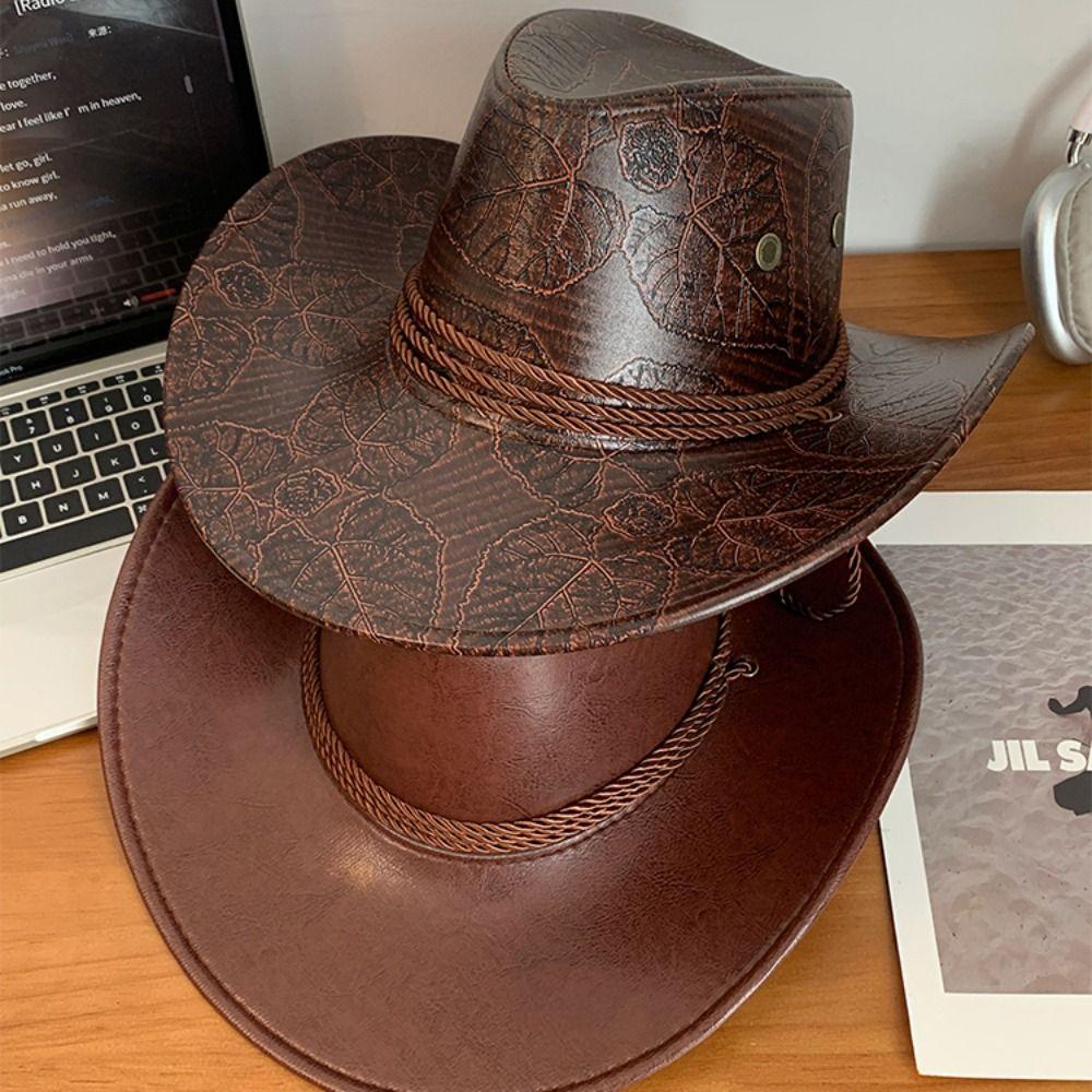 Wide Brim Western Cowboy Hat Ethnic Style Visor Cap Gentleman Knight Hat  Cycling
