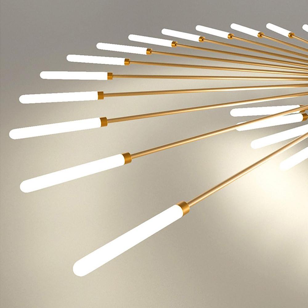 Gold 30 Heads Non Dimmable Pendant Lights Creative Fireworks Design Chandelier Modern Ceiling Light for Living Room Exhibition Hall Bedroom