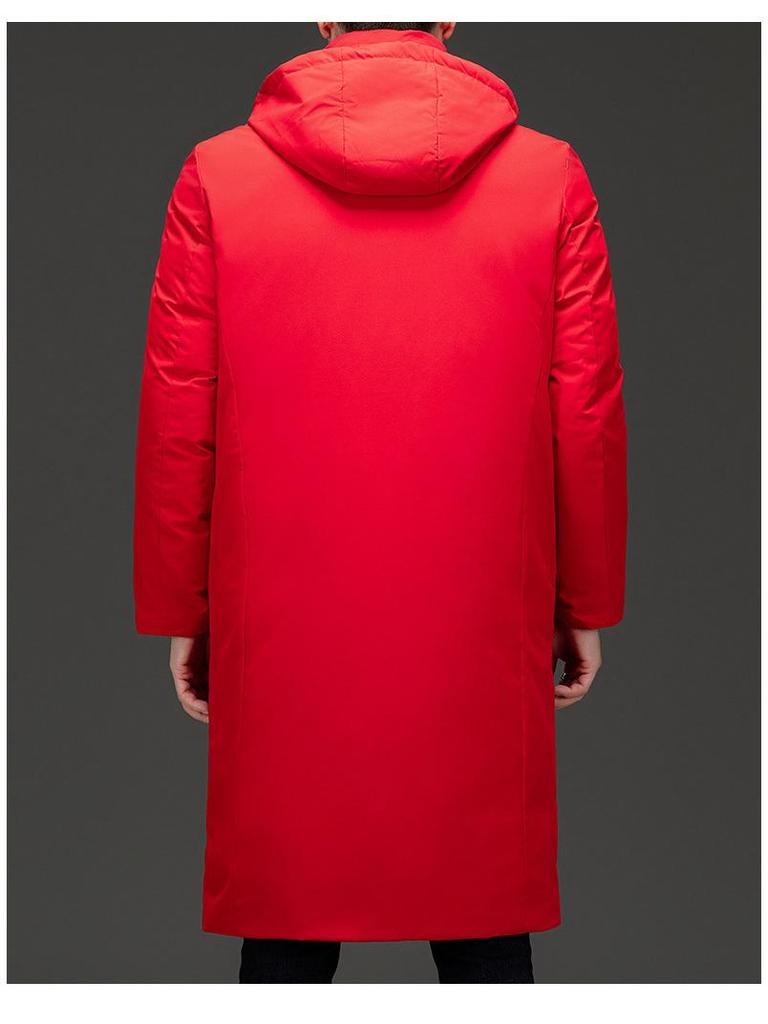 Winter Warm Long Down Coat for Men, Plus Size Knee-Length Outerwear for Middle-Aged and Older