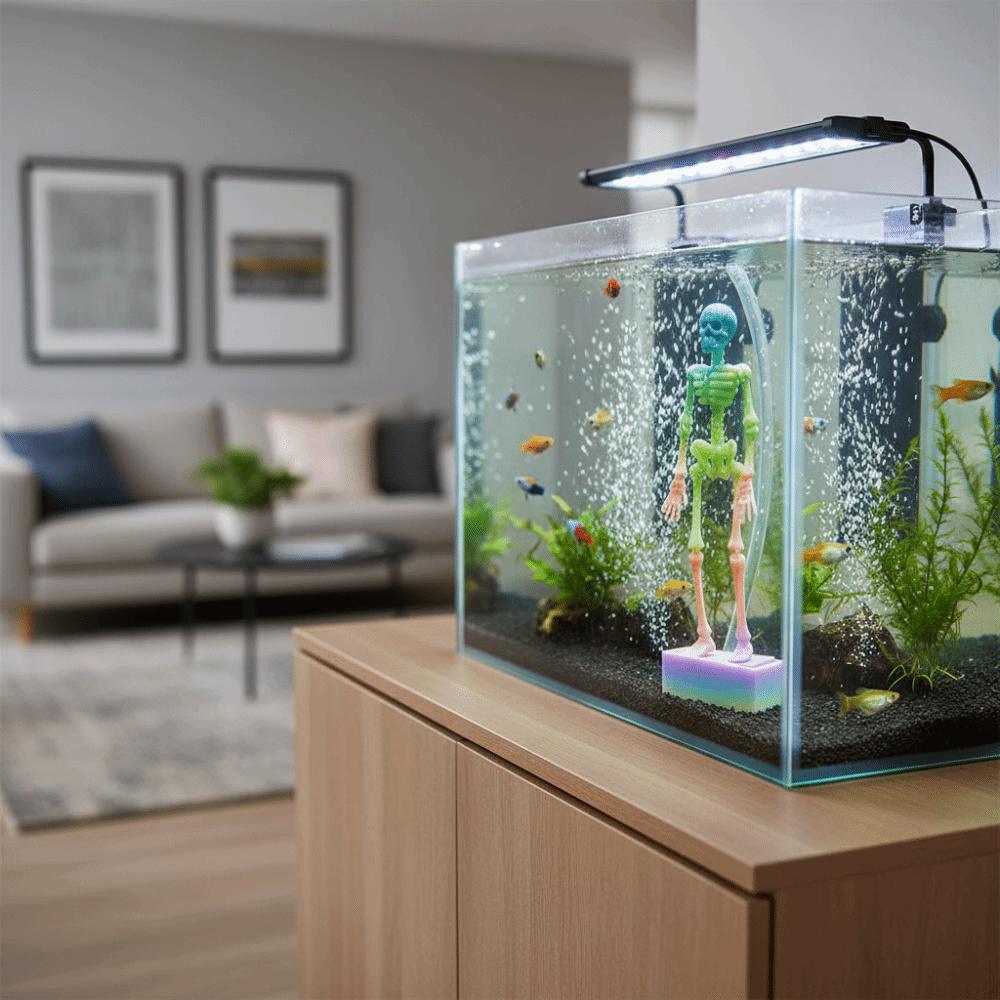 Bubble Driven Fish Tank Decoration Movable Joints Luminous Skeleton  Aquarium Hobbyist