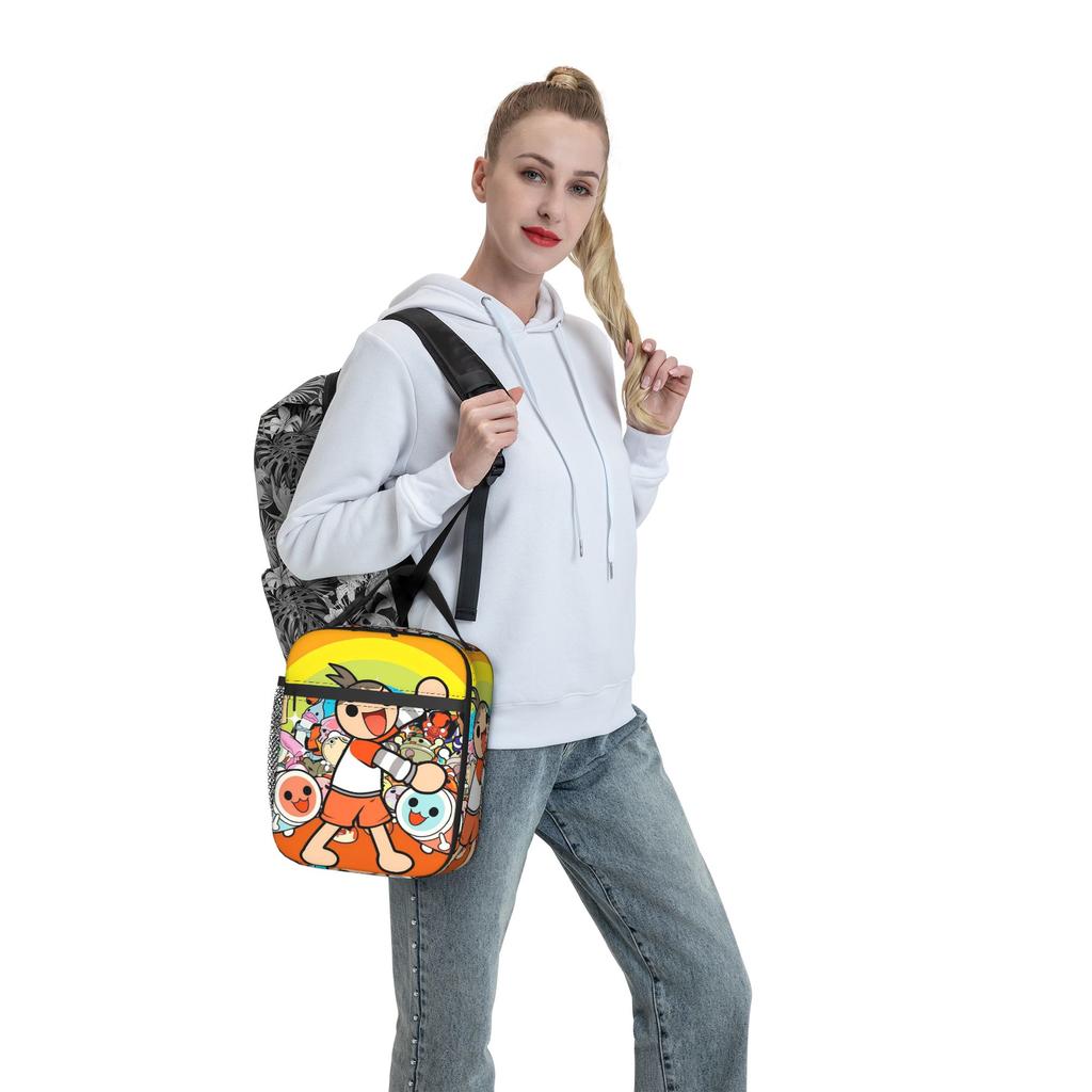 Taiko No Tatsujin Lunch Bag Vintage Lunch Box For Girl Boy School Cooler Bag Waterproof Tote Food Bags