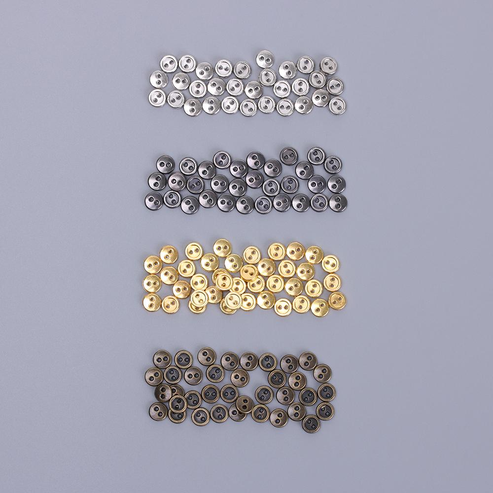 50Pcs 3mm 4mm 5mm 6mm 7mm 8mm Doll Buttons For DIY Sewing Blyth Doll Clothing Mini Buttons Metal Mixed Color Round Bread Buttons
