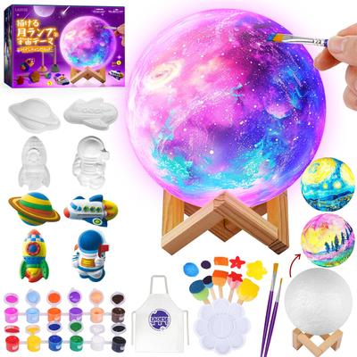 Drawable Moon Lamp Drawing Kit Making Toy Craft Kit Indirect Lighting Night Light Handmade Kit Space Theme Paint Set Draw Your Own Lamp Craft Kit