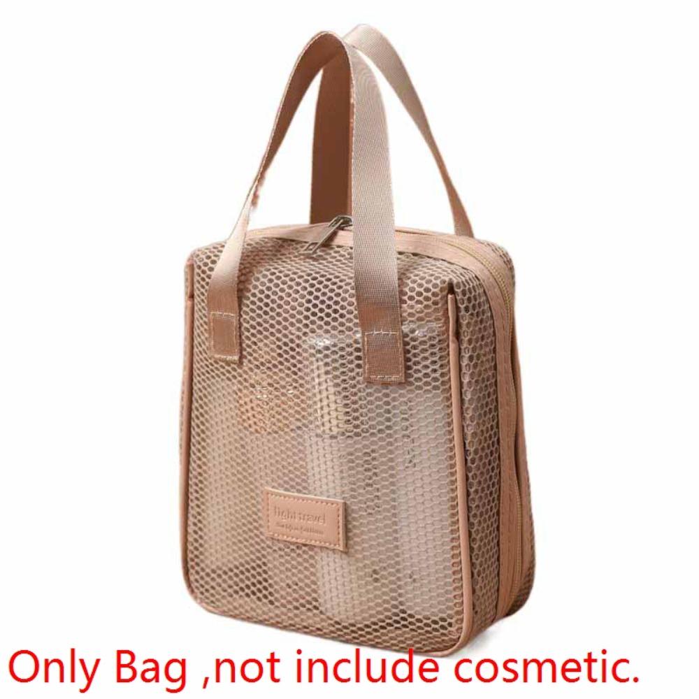 

Large Capacity Transparent Makeup Bag Solid Color Pillow Makeup Pouch Mesh Cosmetic Bag Lady Coffee(Style B)