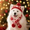 Green Red Cat Dog Christmas Hat Scarf Cute Pet Knitted Suit Pet Dress Up Set  Xmas Pet Costume