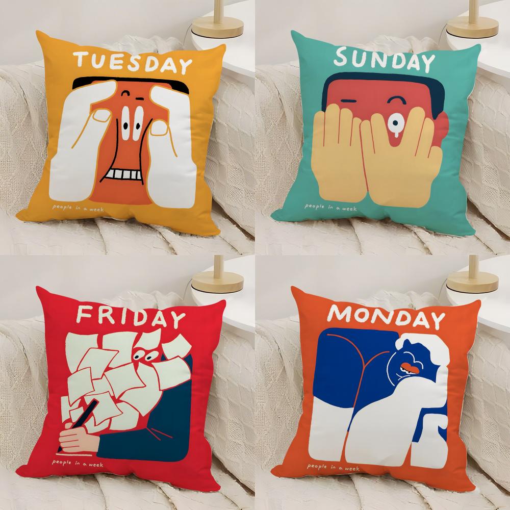 People Living in a Frame Cushion Cover Silky Short Plush Double-Sided Printed Pillow Case for Sofa All Seasons Home Decor Gift