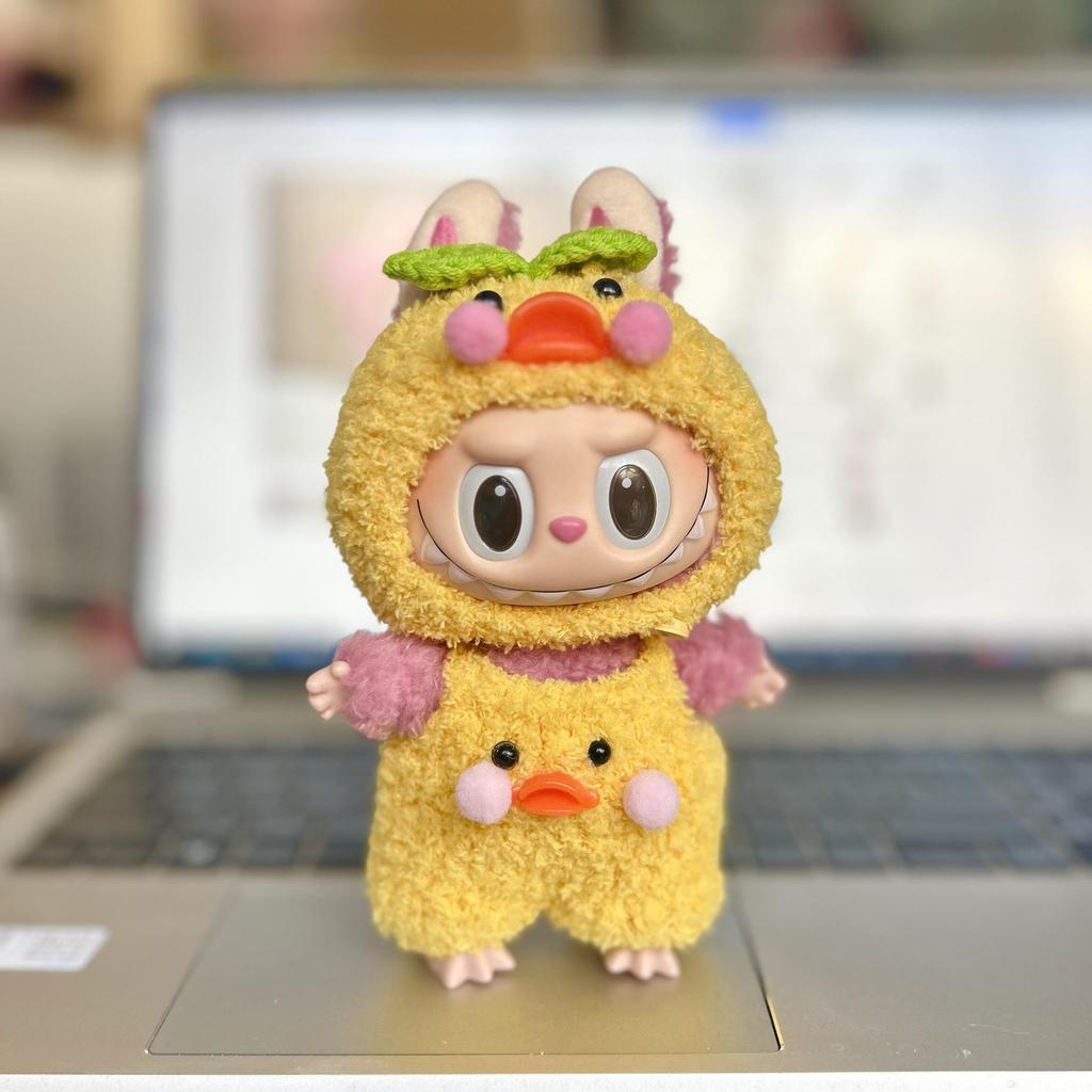 17cm Labubu Doll Clothes: Ice Cream Overalls - Cute Pendant Blind Box