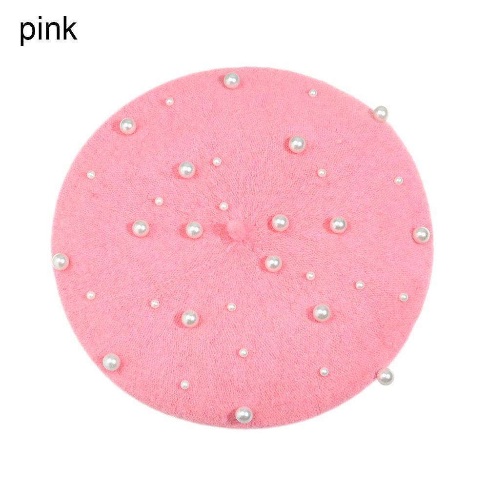 Women Girl Vintage Elegant Pearl French Artist Cap Warm Wool Painter Hat Beret Hat