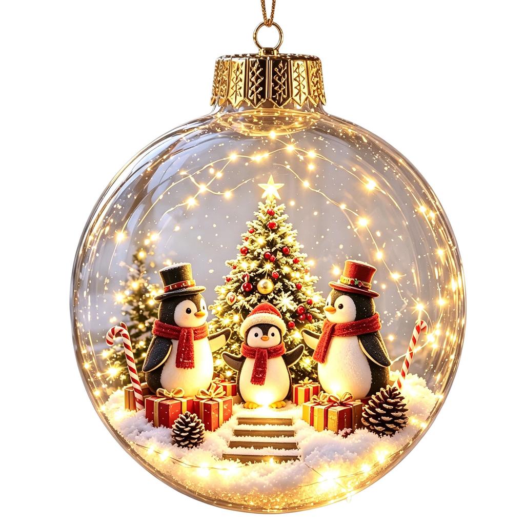 Transparent Glowing Christmas Ornament Ball Lighted Hanging Decoration for Holiday Tree