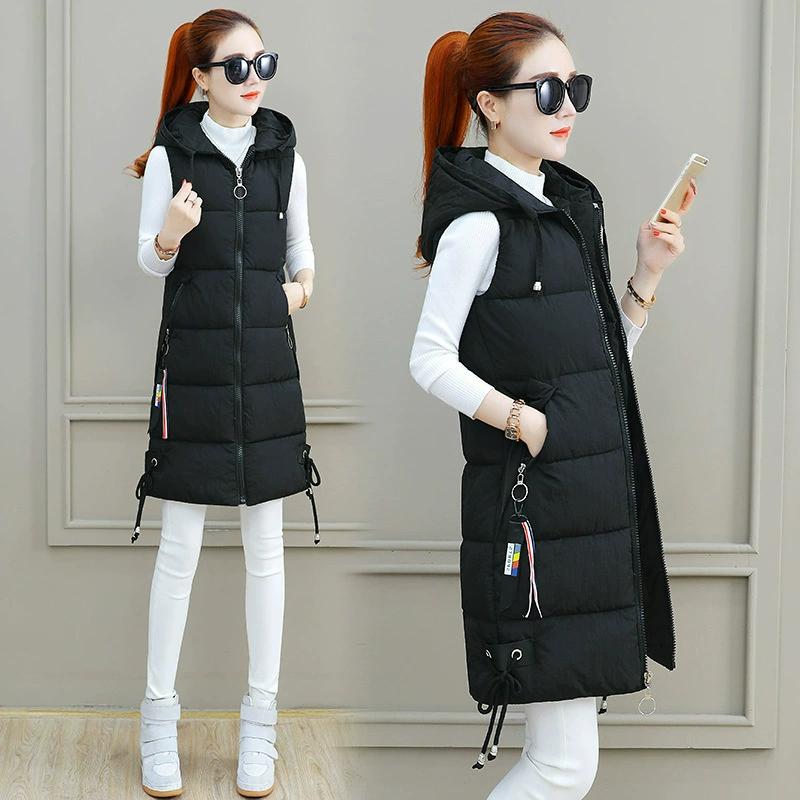 Cotton Vest Women's Mid-length Autumn and Winter Fashion Hooded Slim Plus Size Cotton Vest