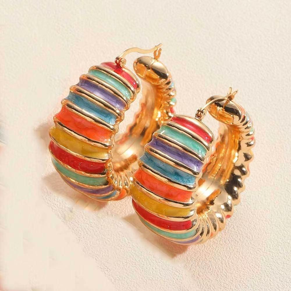 

Персонализированные круглые серьги с масляным дизайном, простые и элегантные серьги, стильные серьги, женские