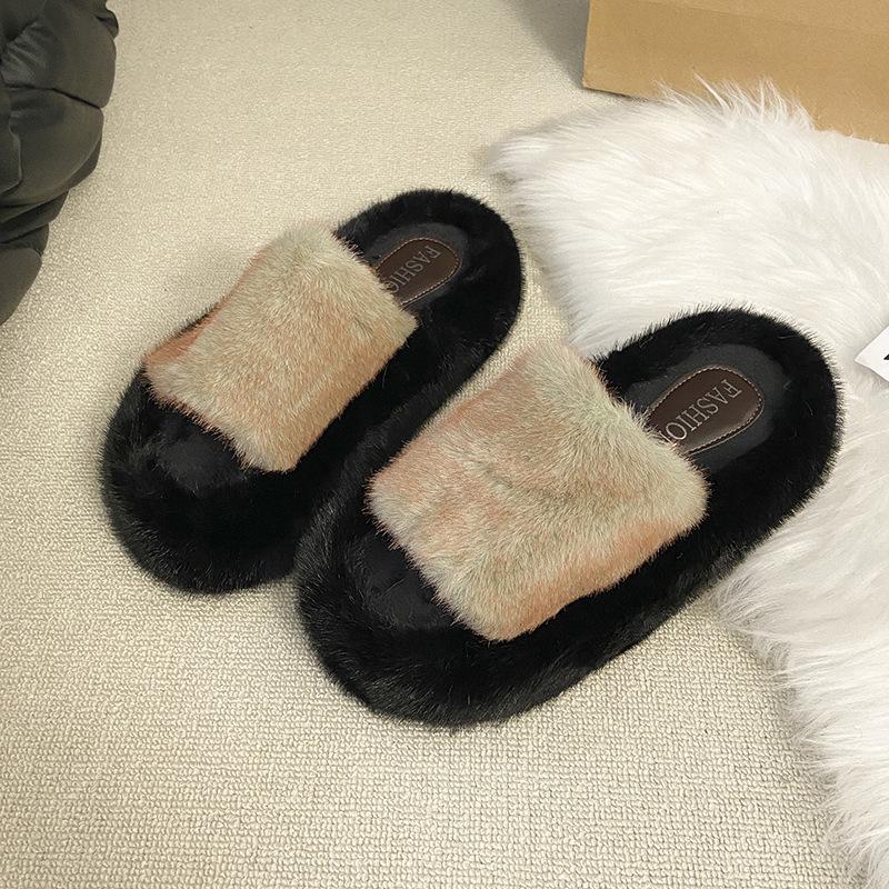 

Зимние теплые хлопковые тапочки женские носить толстая подошва нескользящие интернет-знаменитости инс домашние универсальные сеньорские пушистые тапочки 40