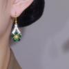 Elegant Green Cubic Zirconia Flower Dangle Earrings, Fashion Alloy Jewelry for Women, Synthetic Zirconia, No Plating, Perfect for Parties & Gifts