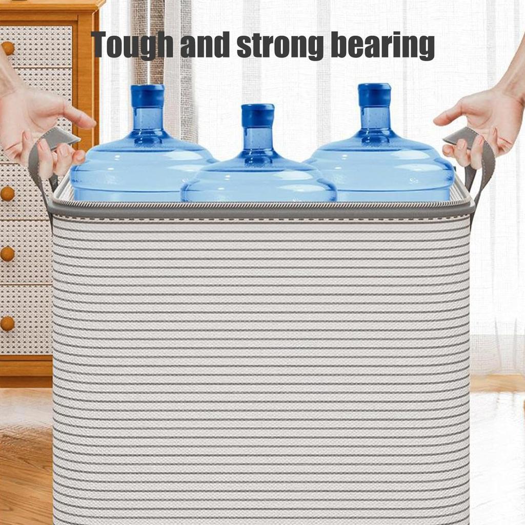 1Pc Portable Large Capacity Quilt Storage Bag Foldable Cute Strip Pattern Clothes Organizer Perfect Home Moving Storage Bag