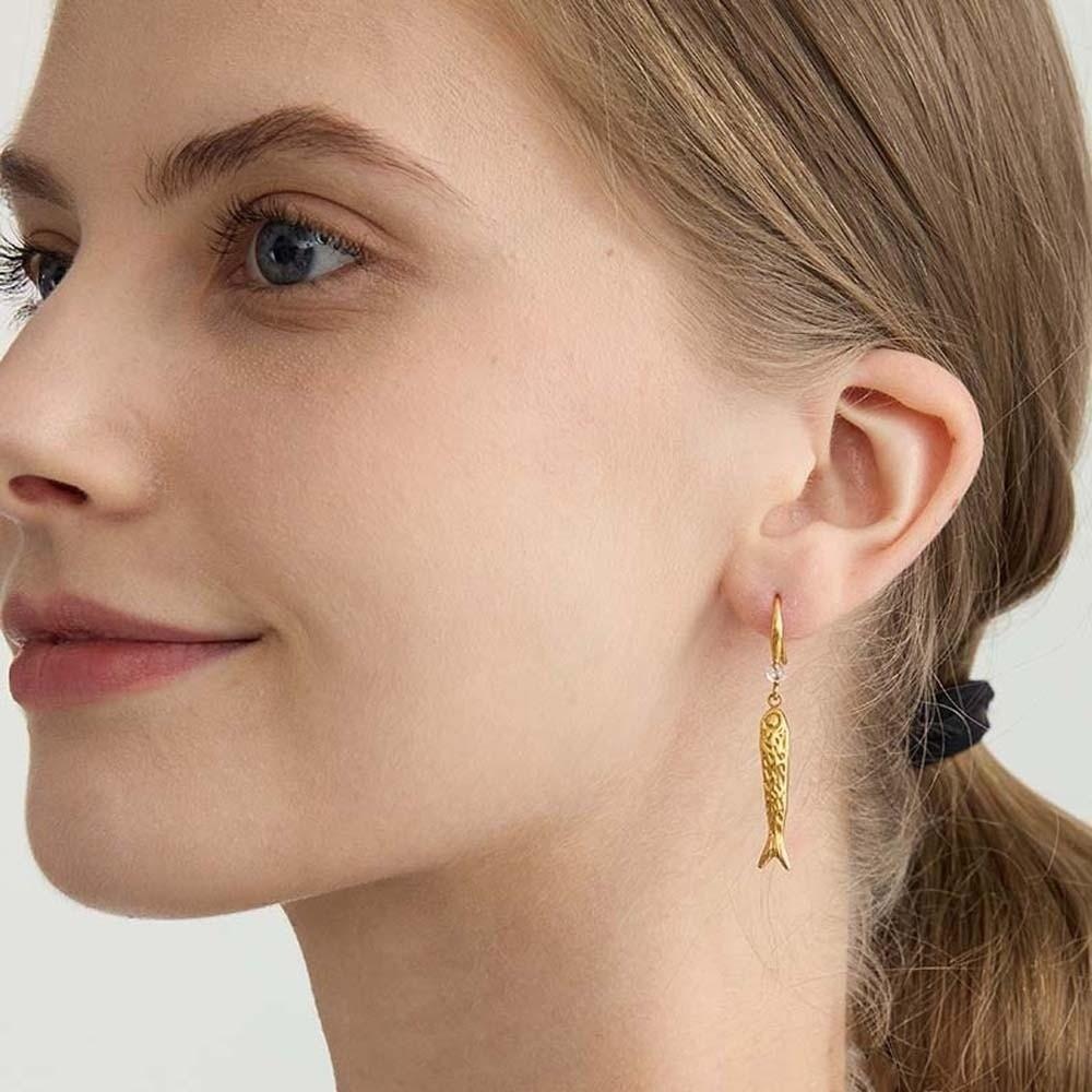 1 pair Exquisite Plated Fish Eardrops DIY Golden Fish Earrings Mini Metal Carp Earrings for Gifts