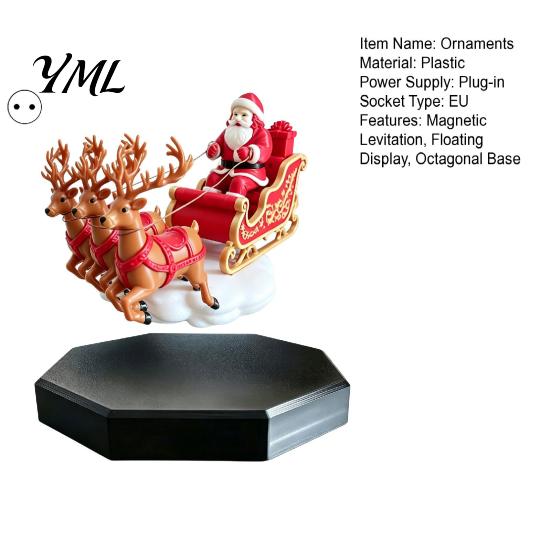 Fun Holiday Gift for Collectors Floating Santa Sleigh, Magnetic Levitation Flying Sleigh Ornament, Christmas Interactive Ornament Display Home,