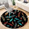 1pc Feather Pattern Office Round Area Rug, Indoor Mat Suitable ForOffice, Under Office Chairs Bedroom Living Room Home Decor, Room Deco 036