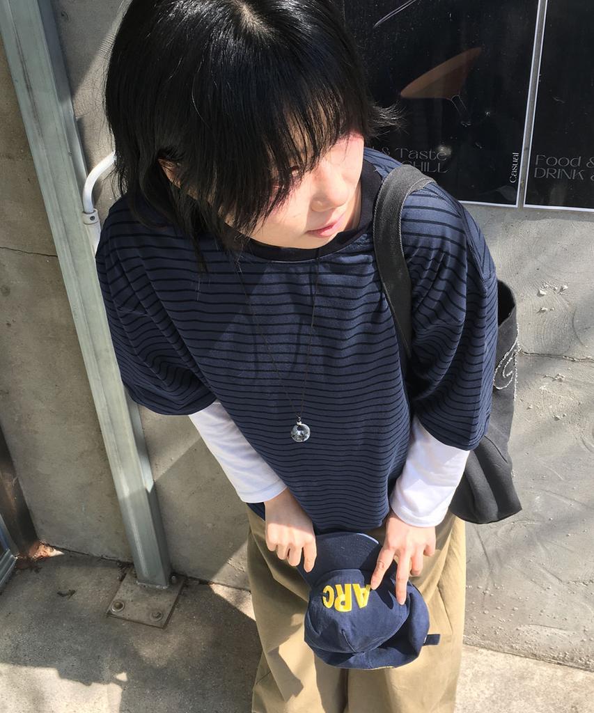 URBANDTYPE Vintage Label Striped T-Shirt_Navy