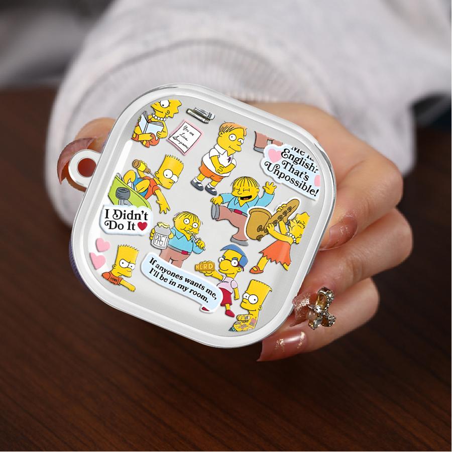 Cute The Simpsons Case For Samsung Galaxy Buds 3 FE 2Pro 4 Pro 4Pro 3Pro 2 Live Clear Earphone Cases Cover With Hook