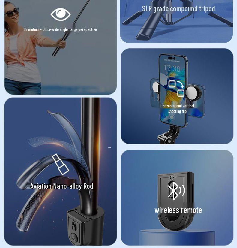 Bluetooth Selfie Stick & Tripod with Fill Light for Live Streaming and Photography